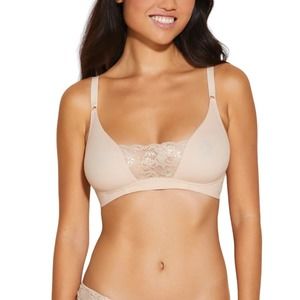 Cosabella Lace Curvy Plunge Front Bralette Sz S Camel Gold